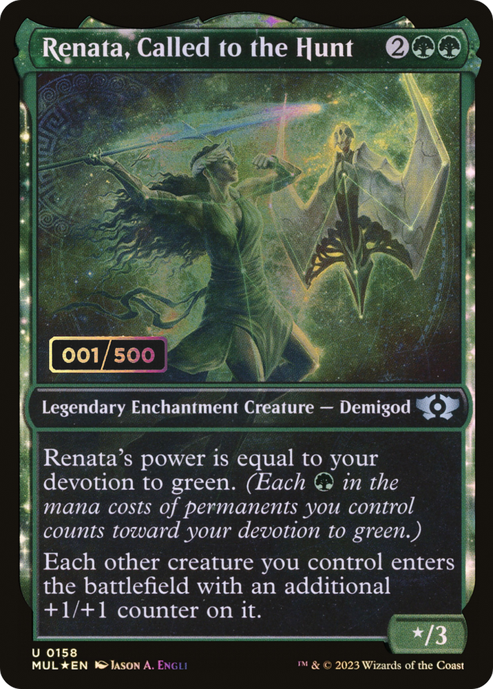 Renata, Called to the Hunt (Serial Numbered) (MUL-158Z) - Multiverse Legends: (Showcase, enchantment) Foil
