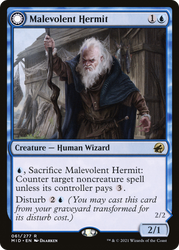 Malevolent Hermit (MID-061) - Innistrad: Midnight Hunt: (Double Faced Transform)