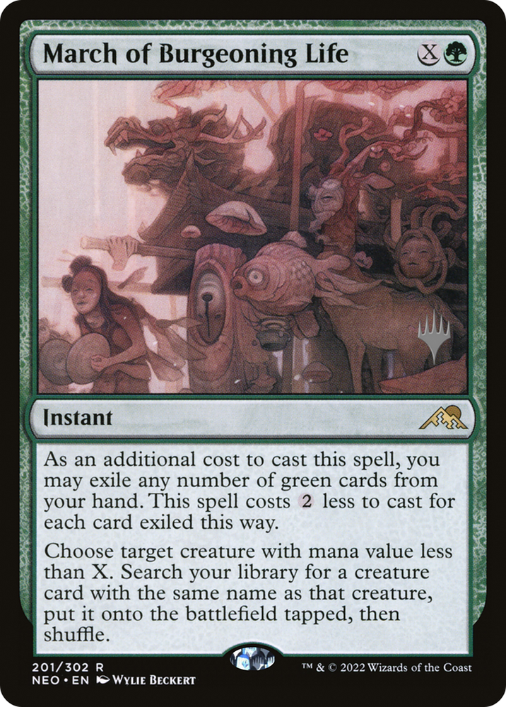 March of Burgeoning Life (PPNEO-201P) - Kamigawa: Neon Dynasty Promos Foil