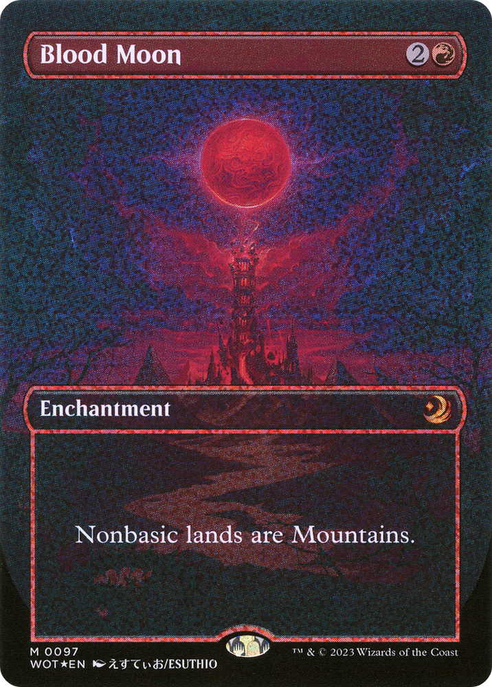 Blood Moon (Anime Borderless) (Confetti Foil) (WOT-097) - Wilds of Eldraine: Enchanting Tales (Borderless) Foil
