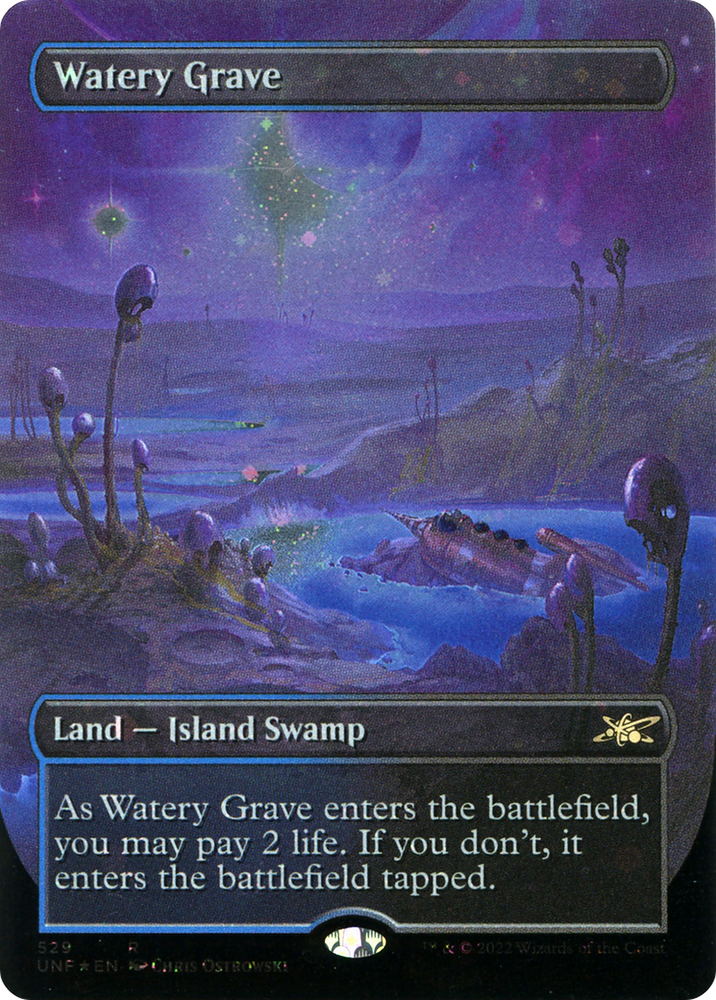 Watery Grave (Borderless) (Galaxy Foil) (UNF-529) - Unfinity (Borderless) Foil