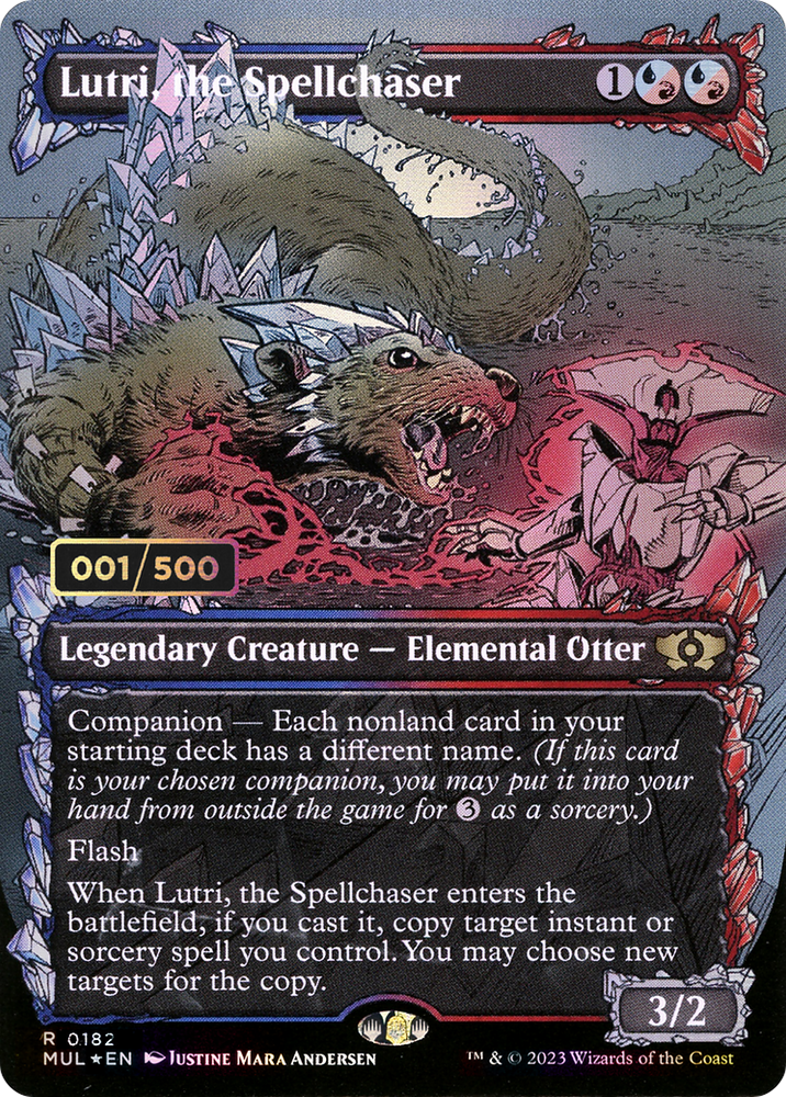 Lutri, the Spellchaser (Serial Numbered) (MUL-182Z) - Multiverse Legends: (Showcase) (Borderless) Foil
