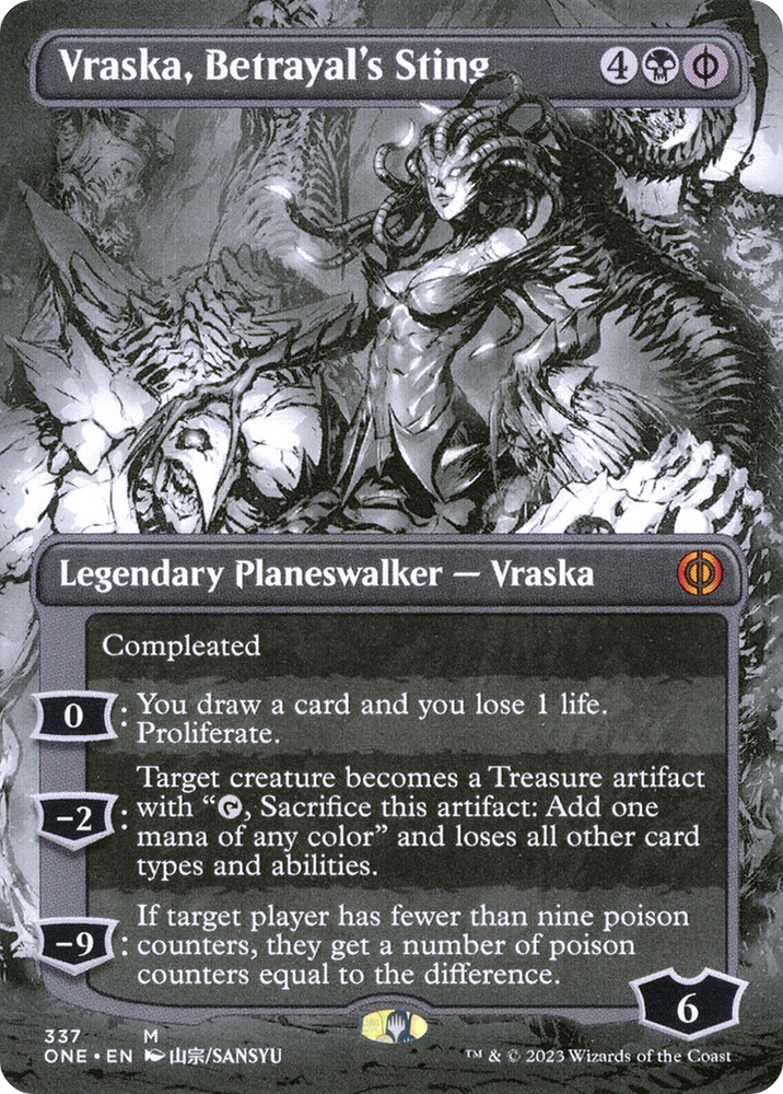 Vraska, Betrayal's Sting (Borderless) (ONE-337) - Phyrexia: All Will Be One: (Showcase) (Borderless) Foil