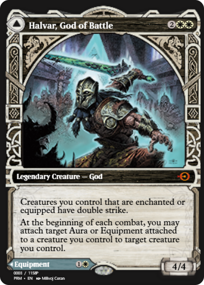 Halvar, God of Battle // Sword of the Realms (PRM-88202) - Magic Online Promos Foil