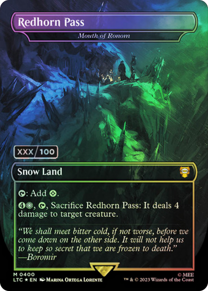 Redhorn Pass - Mouth of Ronom (Serial Numbered) (LTC-400Z) - Tales of Middle-earth Commander / Redhorn Pass (Borderless) Foil