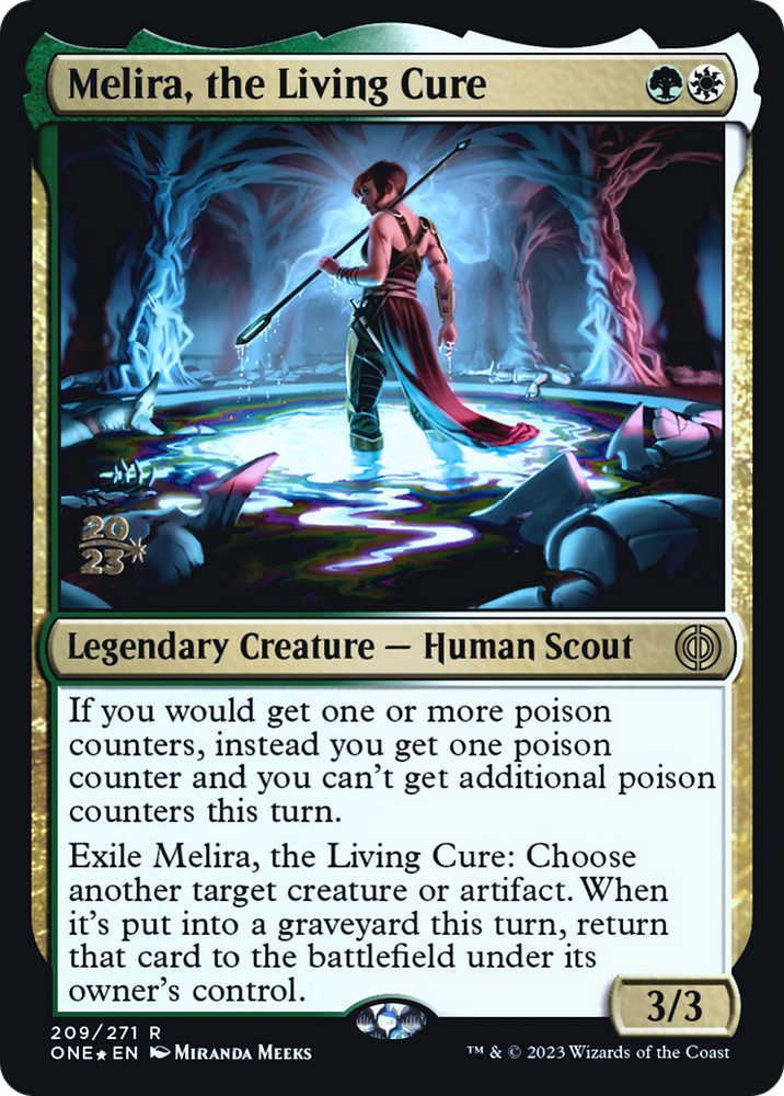 Melira, the Living Cure [Phyrexia: All Will Be One Prerelease Promos]
