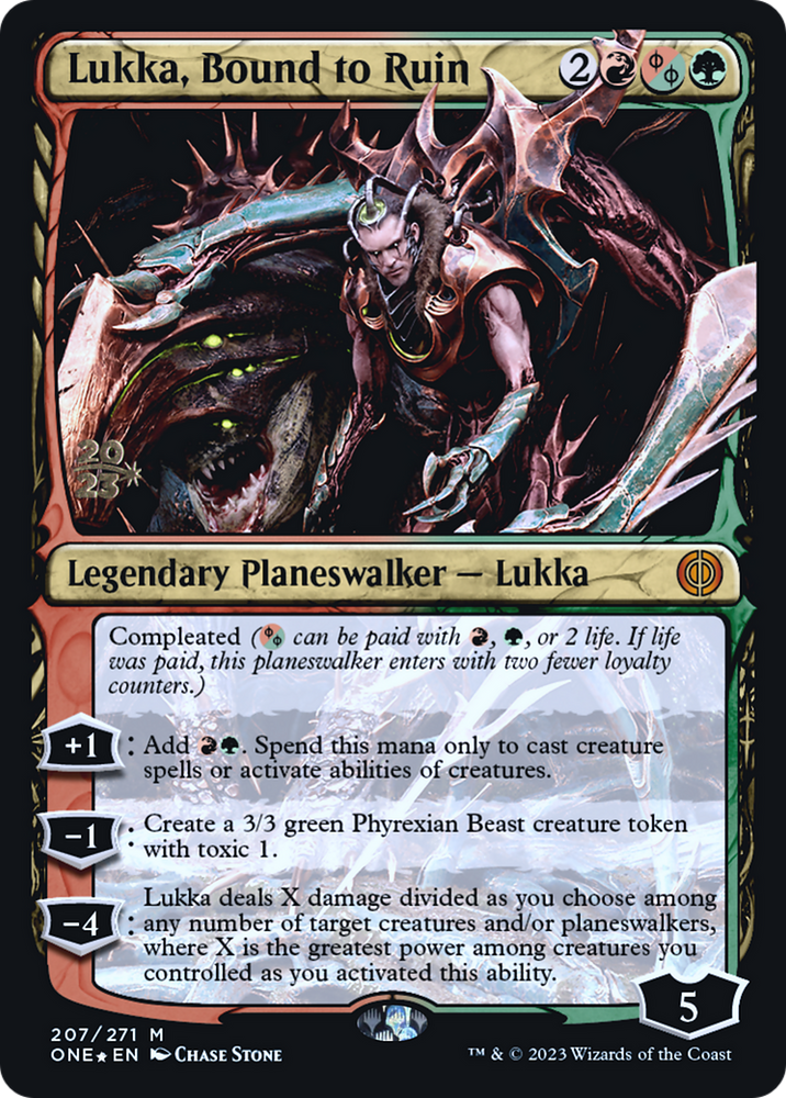 Lukka, Bound to Ruin [Phyrexia: All Will Be One Prerelease Promos]